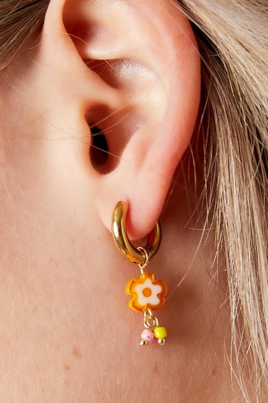 Gelbe Blumenohrringe - #summergirls-Kollektion Goldfarbe Edelstahl h5 Bild3